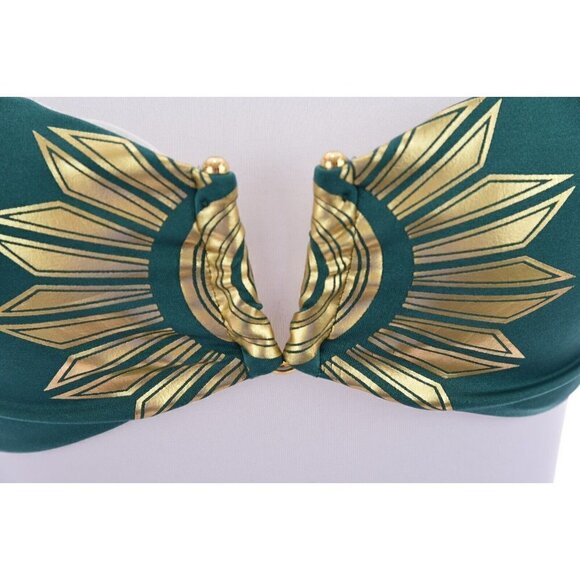 Charlie by Matthew Zink MZ Foil Vita Halter Bikini 2pc Set Print Blue Sz Large - Picture 5 of 12